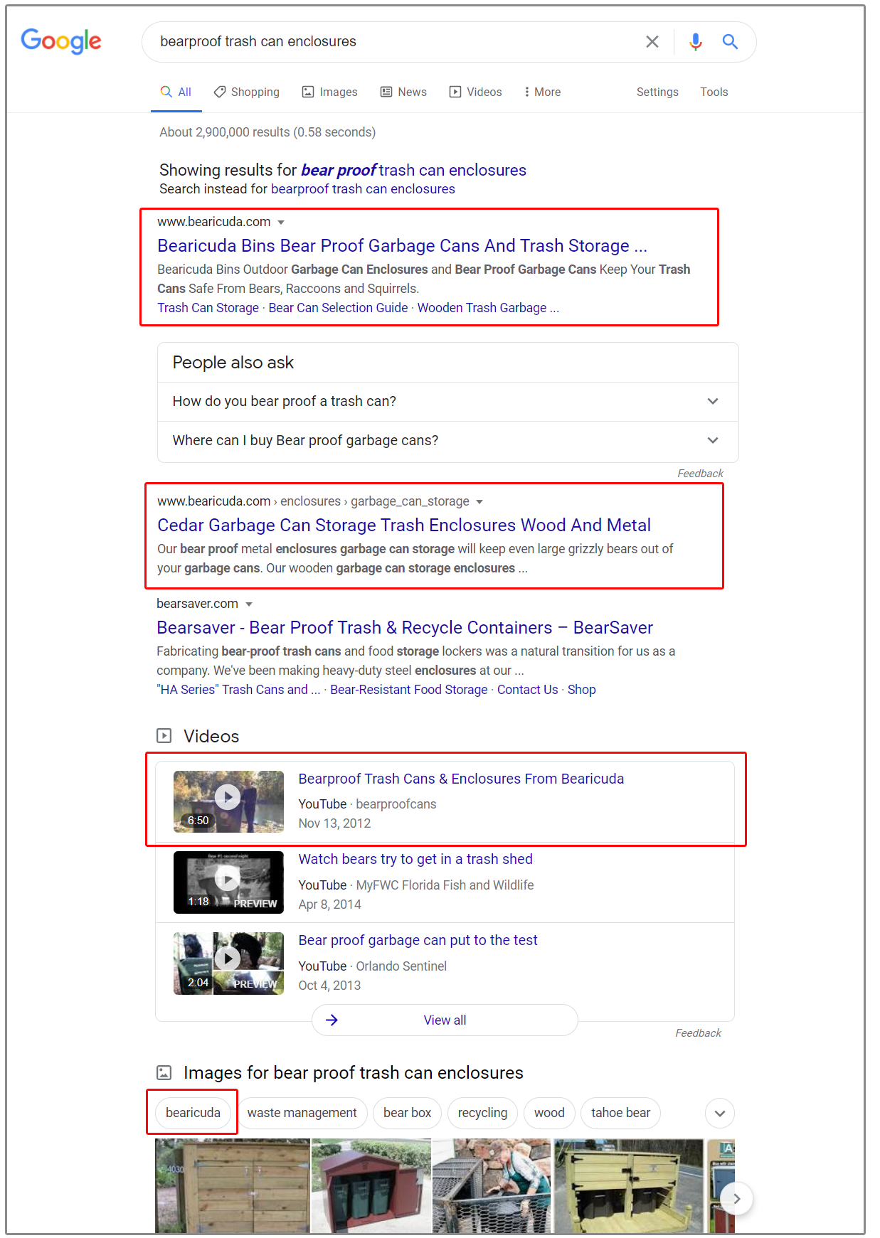 SERPs bearproof trash enclosure